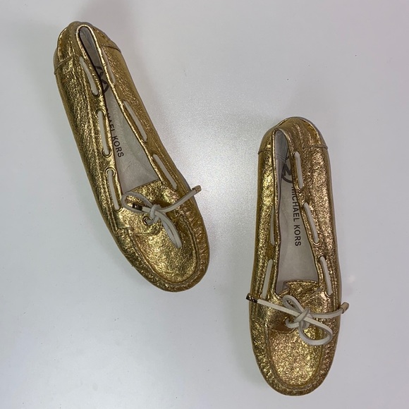 Michael Kors Shoes - Michael Kors | Shiny Gold Loafers Size 8